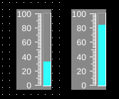 Left: Fill slide in OIB. Right: Same component shown in OI run mode.