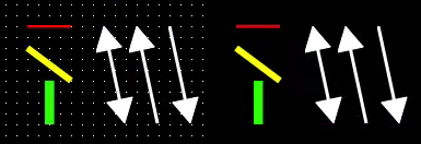 Left: Variously styled lines components in OIB. Right: Same components shown in OI run mode.