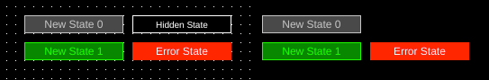 Left: Multistate indicators in OIB showing various states. Right: Same indicators shown in OI run mode.