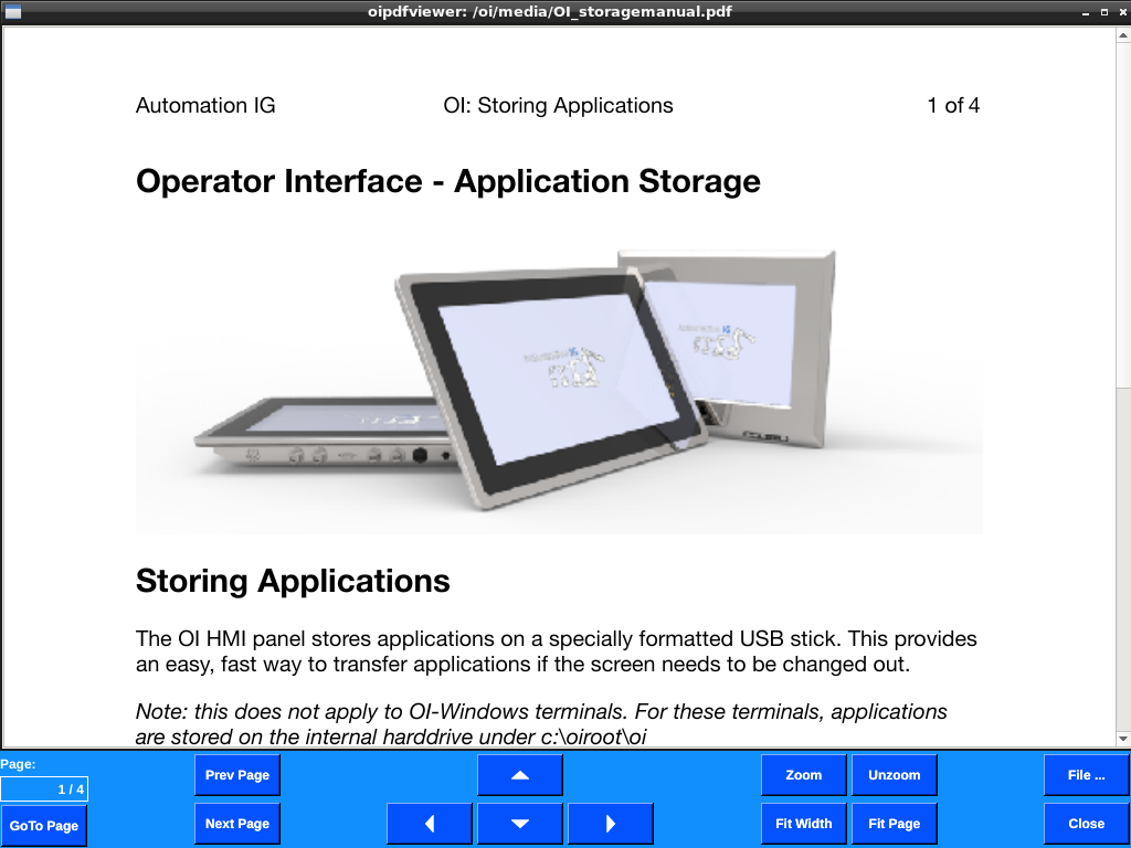 Left: PDF File selection dialog. Right: PDF viewer open and displaying a PDF.