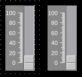 Left: Pointer slide input in OIB. Right: Same component shown in OI run mode.