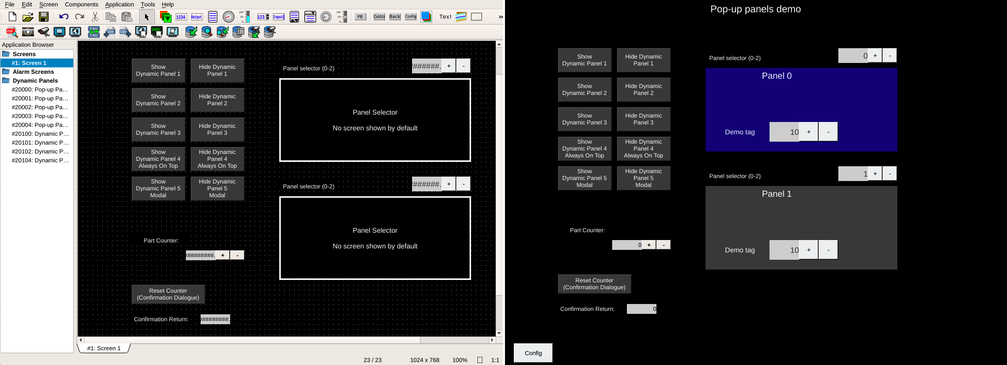 Sample program showing dynamic panels in OIB, and then dynamic panels in the runtime.