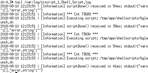 Example of logging information contained for script execution.